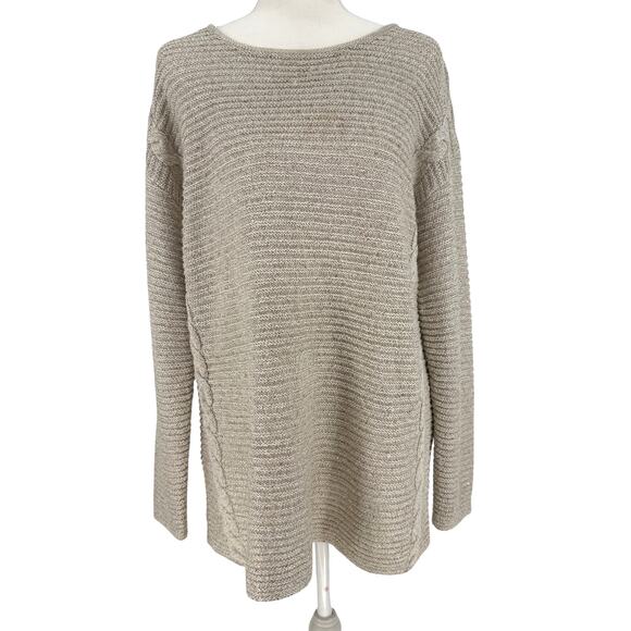 Chicos Sweaters - Chicos Tan Neutral Knit Long Sleeve Pullover Sweater Size 2 L